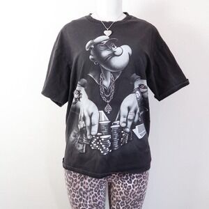 popeye graphic tee big baller casino y2k mcbling streetwear size L